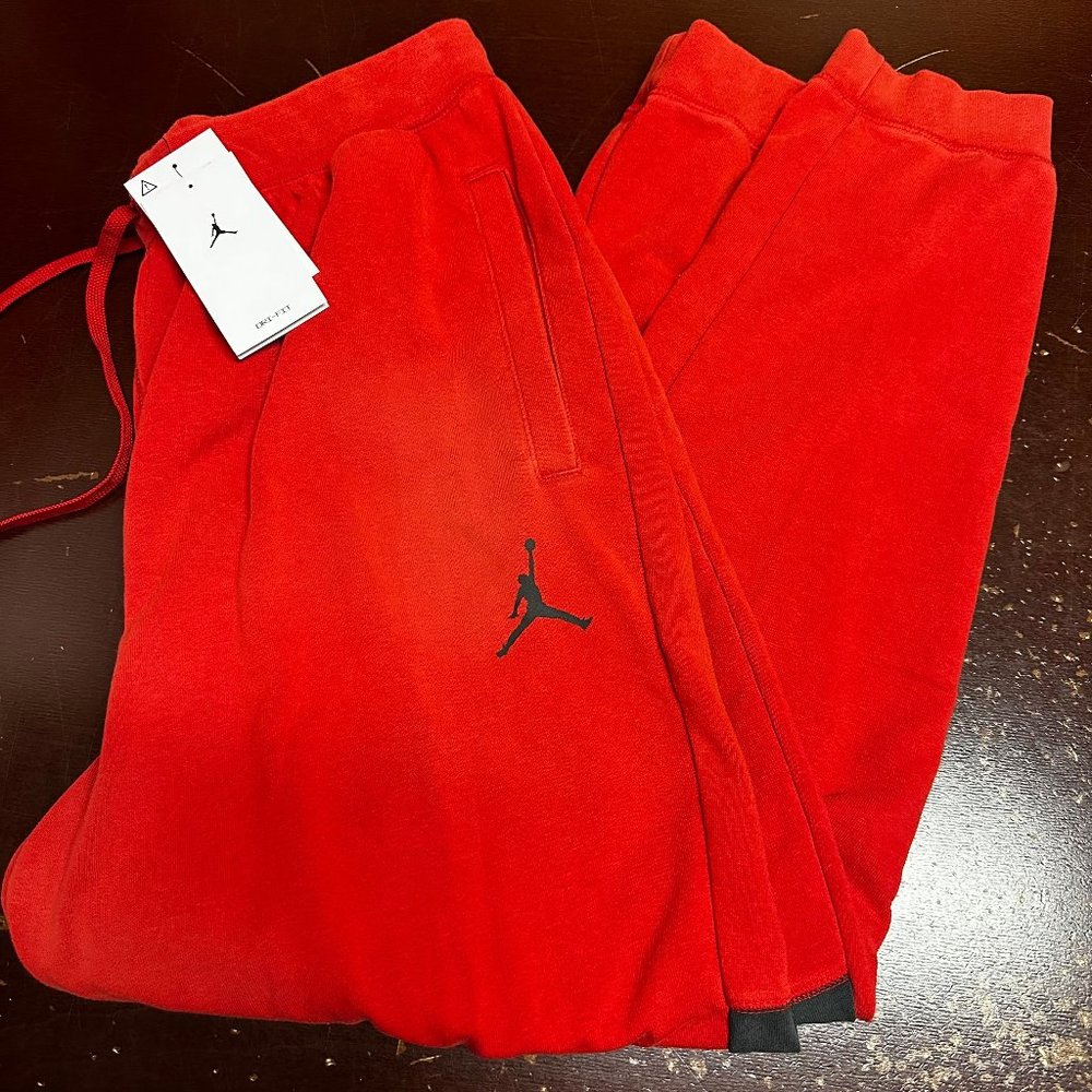 Jordon Mens Red Dri-FIT Air DA9858-687 Tapered Leg Fleece Sweatpants Size XL